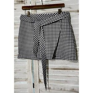 Crown & Ivy Women  Skort Sz 12 Blue & Wh Check Tie Classic Preppy Golf Resort